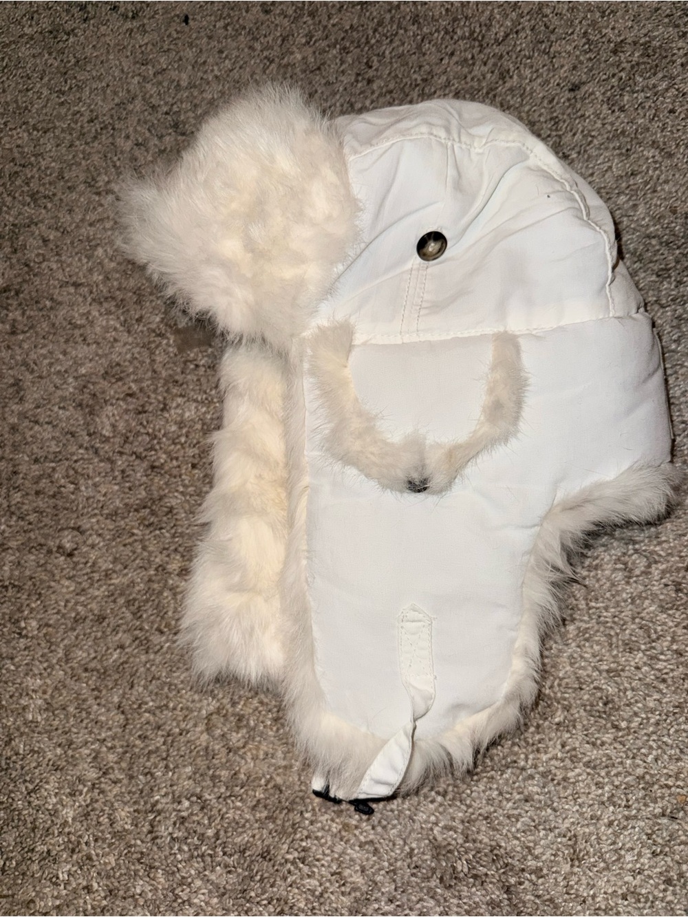 Mad Bomber All White Rabbit Fur Hat